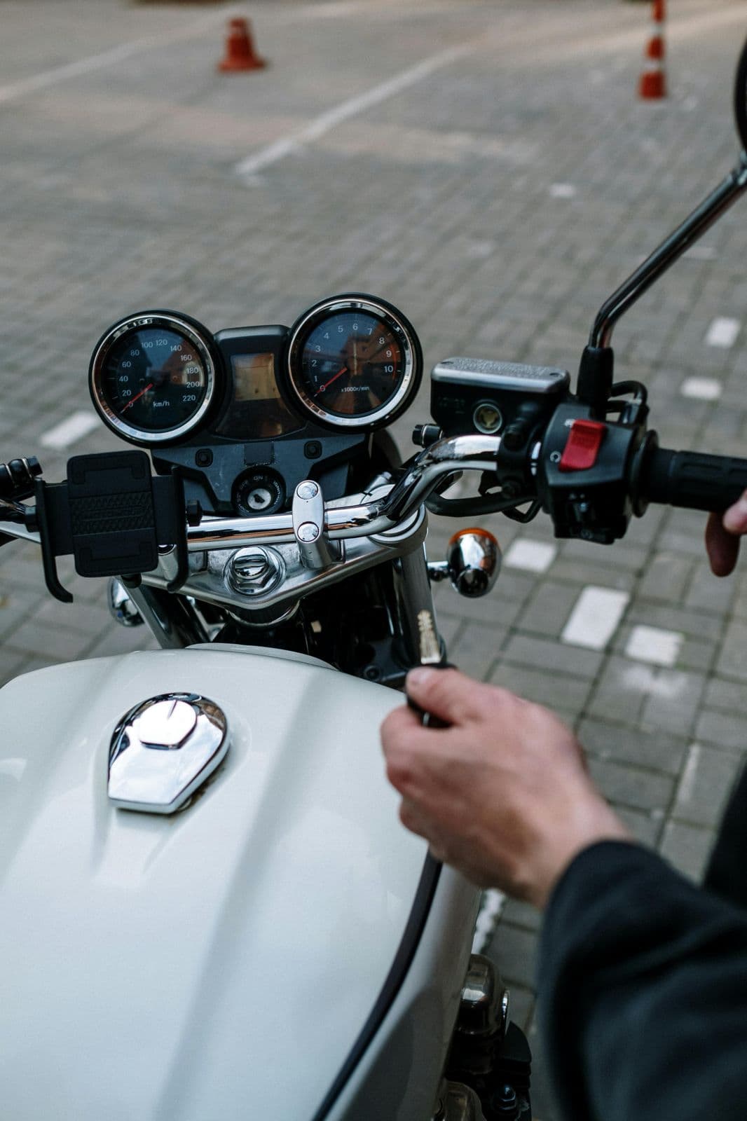 Locksmith making a motorcycle key in Charleston, SC